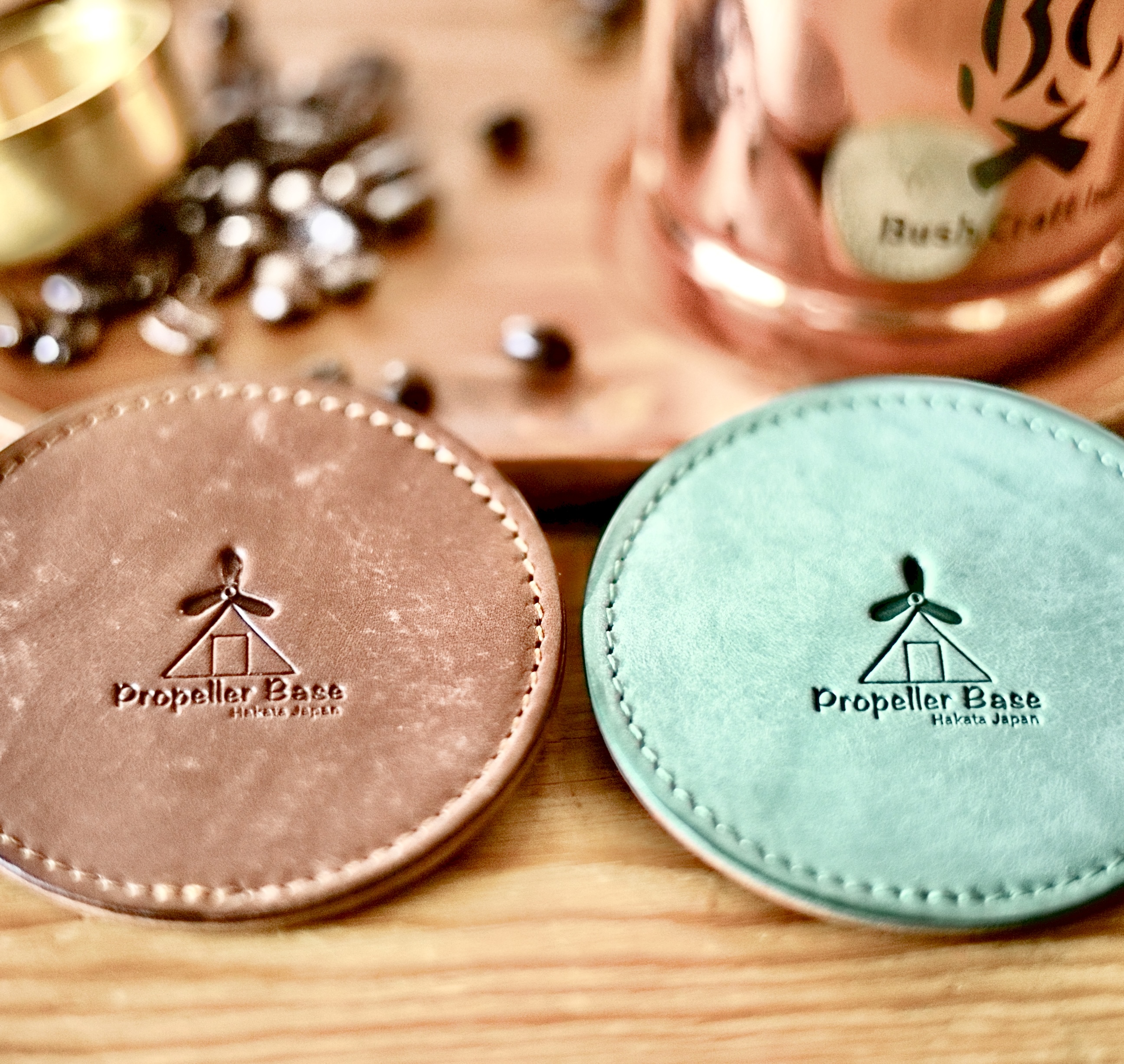 革のカフェセット　 ミントグリーン